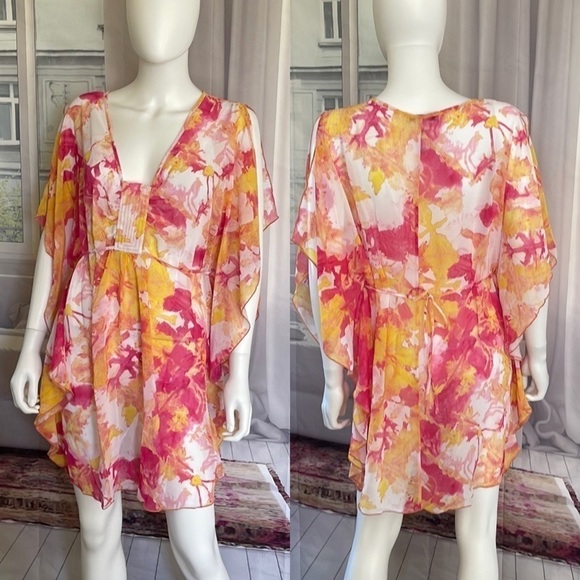 Laundry by design Sheer Watercolor Print Swimsuit Cover Up. Size L. P/5A1740 - Picture 2 of 4